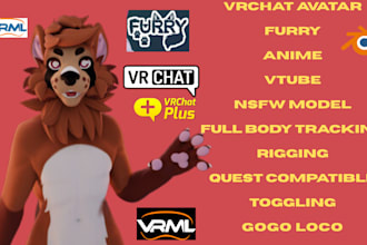 do 3d furry, vrchat avatar humanoid model vrc avatar vr character afk streaming