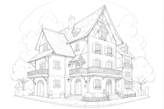 draw architectural sketches of buildings and houses