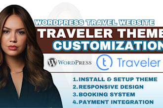 install customize traveler theme for travel website, travel agency tour website
