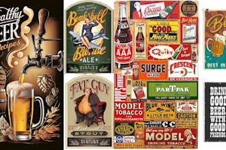 design vintage retro juice rum whiskey bear tequila brandy vodka weed cbd label