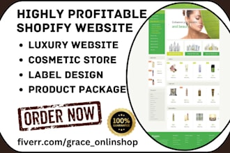 build luxury website cosmetic dropshipping store product package label design