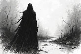 draw simple black and white illustration