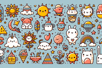 create cute professional doodle art illustrations or icons