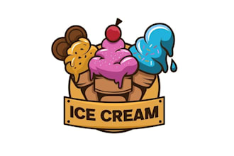 design cake, ice cream, colocate, banana, donuts, bakery  logo
