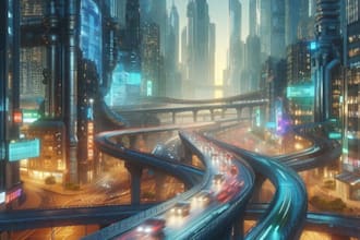 create a cyberpunk city sci fi style for any project