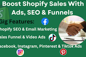 do complete shopify dropshipping marketing with ads, SEO and klaviyo