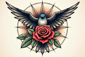create a traditional or old school style tattoo design