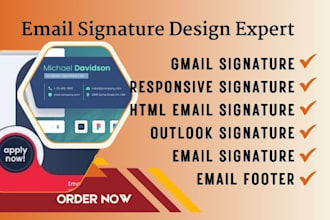 design HTML signature for gmail, outlook, mac, apple, email header and footer