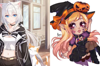 draw chibi anime art from original character fanart vtuber pet pfp and sticker