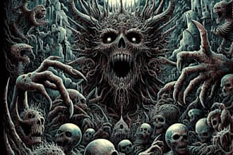 create dark fantasy horror art illustration