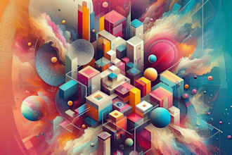 manually make colorful abstract digital canvas wall art