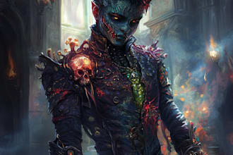 design and illustrate a fantasy horror character