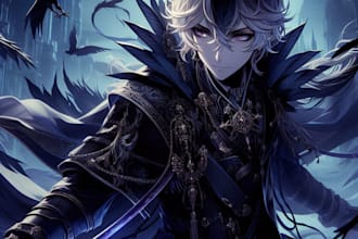 draw your character in a dark fantasy or manga style