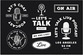 make professional podcast talk speaker microphone logo design