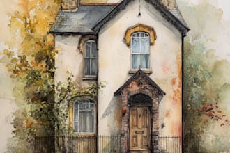 draw a watercolor house painting