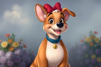 create a drawing of a disney pet portrait