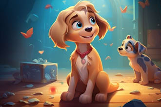 create a drawing of a disney pet portrait