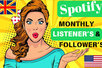 do UK and USA based spotify monthly listeners and followers