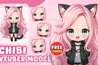 design and rig live2d chibi vtuber kawaii model for streaming
