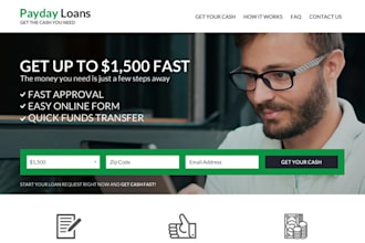 design payday loan business loan mca loan student loan landing page loan wesbite