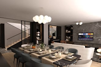 remodel urban interior house render,refurbished exterior architecture revit