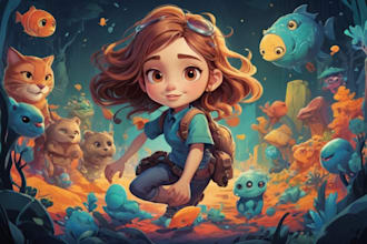 draw a digital cartoon illustration