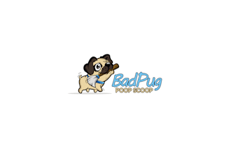 design bad pug poop scoop logo