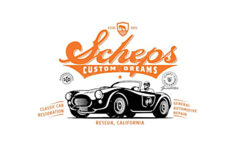 design looking classic car restoration company logo