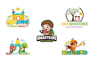 create childcare, education kids, preschool and children logo