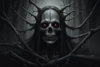 draw detailed creepy and terrifying dark art illustration