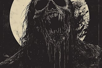 draw horror dark art, tshirt, metal album cover illustration