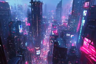 draw a cyberpunk city any style for any project