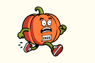 design cute pumpkin running logo