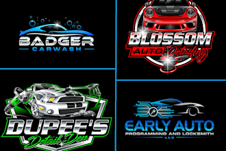 do modern automotive, trucking, garage, auto detailing, car wash logo design