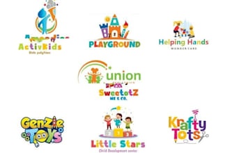make a modern daycare, childcare, babyshop, school and kids logo