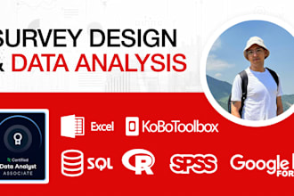 perform data analysis,  data visualization and survey design