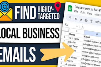 find email address list, scrap google map or business data with email, scraping