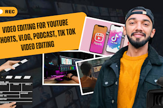 do youtube shorts, tiktok, vlog and podcast edits