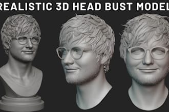 sculpt realistic 3d head, bust, statues, bust model , 3d face model for 3d print
