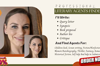 write query letter, find top active literary agents, and help with submissions