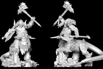 sculpt 3d character minis, tabletop warhammer 40k game model, 3d character model
