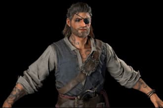 fancy 3d warrior game, model ue5 character, high detailed character, blender rig