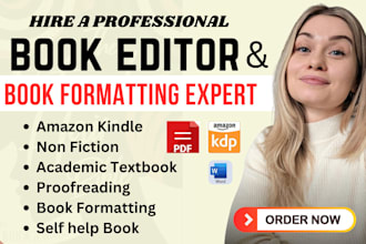 proofread book developmental edit academic textbook, kdp manuscript formatting