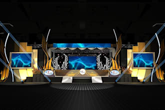 modern 3d interior theater room,isometric room,set,concert,3d cinema,booth,stage