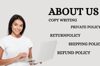 write about us page return policy biography brand story policy shipping privacy