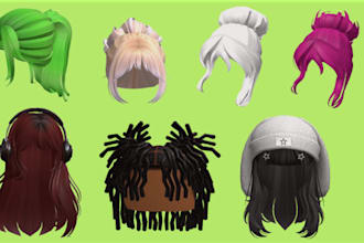 design a stylized ugc roblox hair and ugc roblox accessories