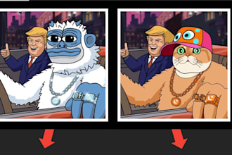 create meme coin, nft, games and crypto related arts