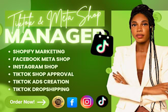 setup tiktok dropshipping shop fb ig meta shop or tiktok shop marketing ads