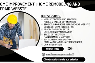 design home improvement website, home remodeling and repair landing page