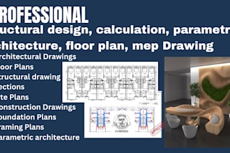 do structural design, calculation, parametric architecture, floor plan, mep